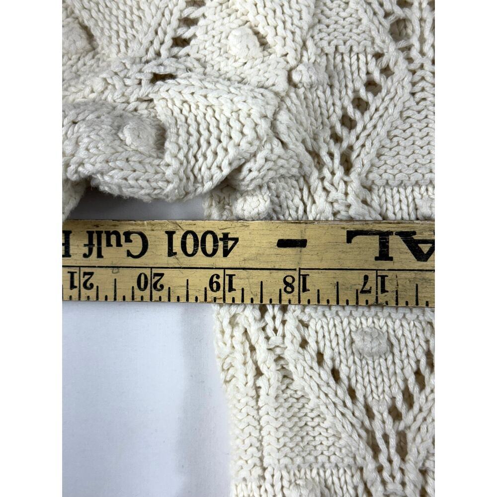 Tommy Hilfiger Women Cotton Ivory Crochet Bobble Knit Pullover Sweater Size S - Picture 6 of 9